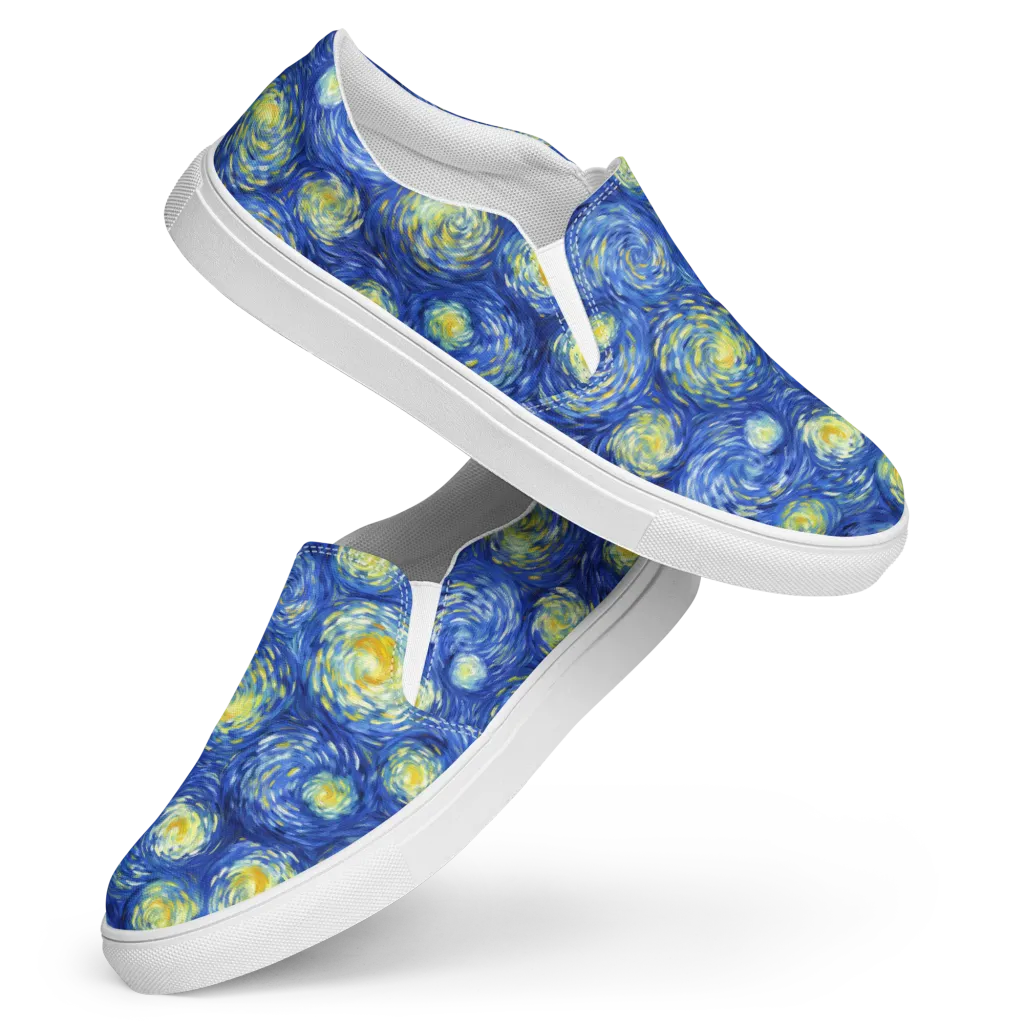 Golden Galaxies on Women's Slip-On Canvas Shoes — Front