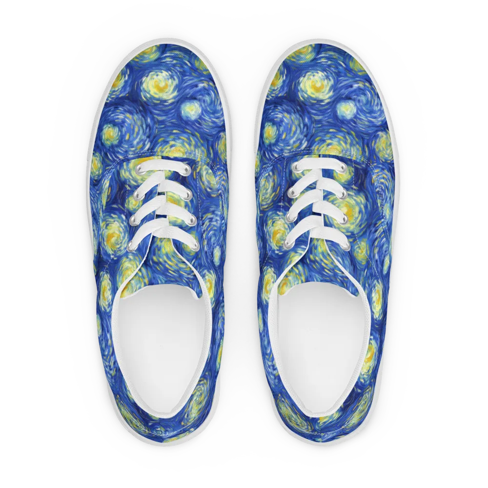 Golden Galaxies on Men's Lace-Up Canvas Shoes — Front