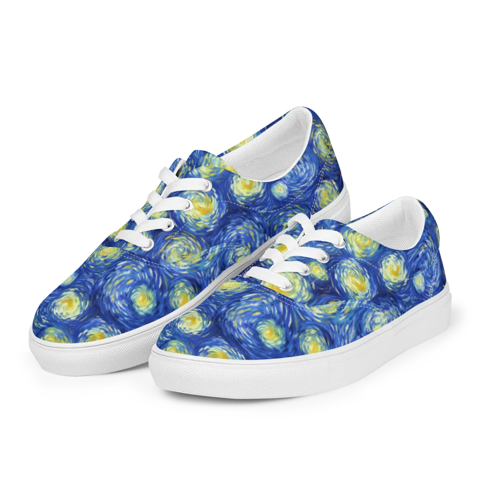 Golden Galaxies on Men's Lace-Up Canvas Shoes — Left Front