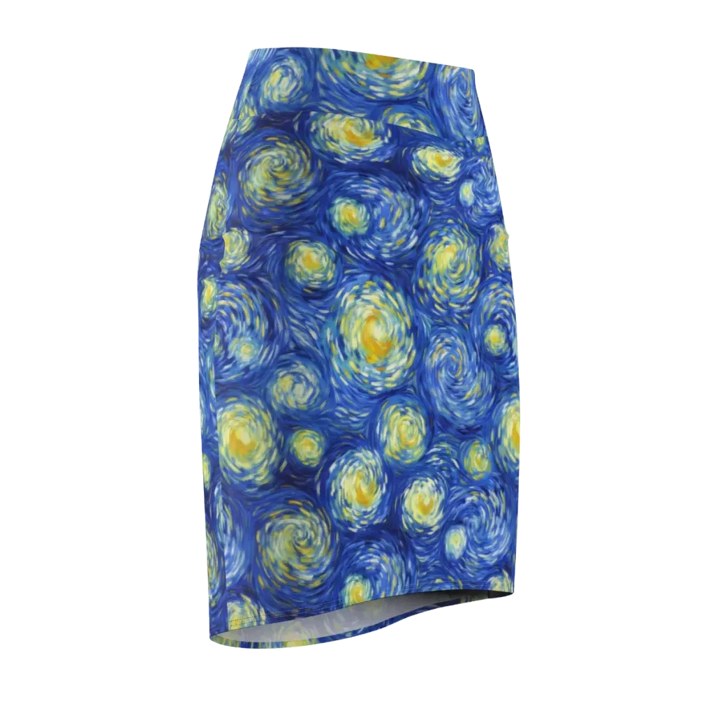 Golden Galaxies on Pencil Skirt — Front Side