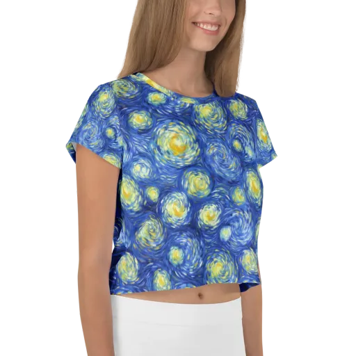 Golden Galaxies on a Crop Tee