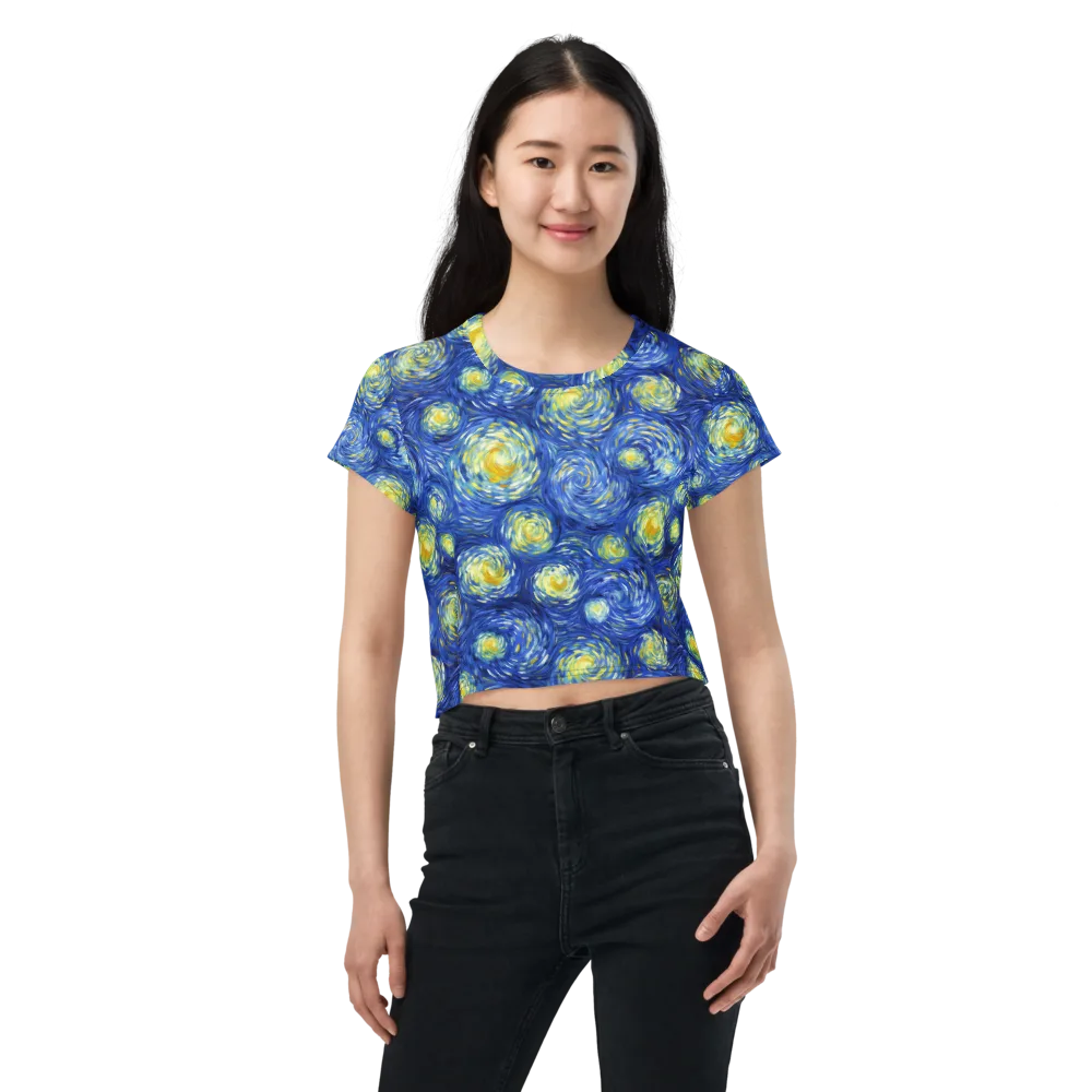 Golden Galaxies on Crop Tee — Front