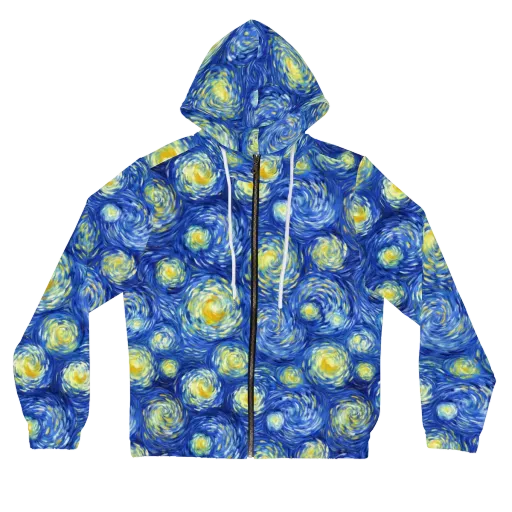 Golden Galaxies on a Women's Full-Zip Hoodie