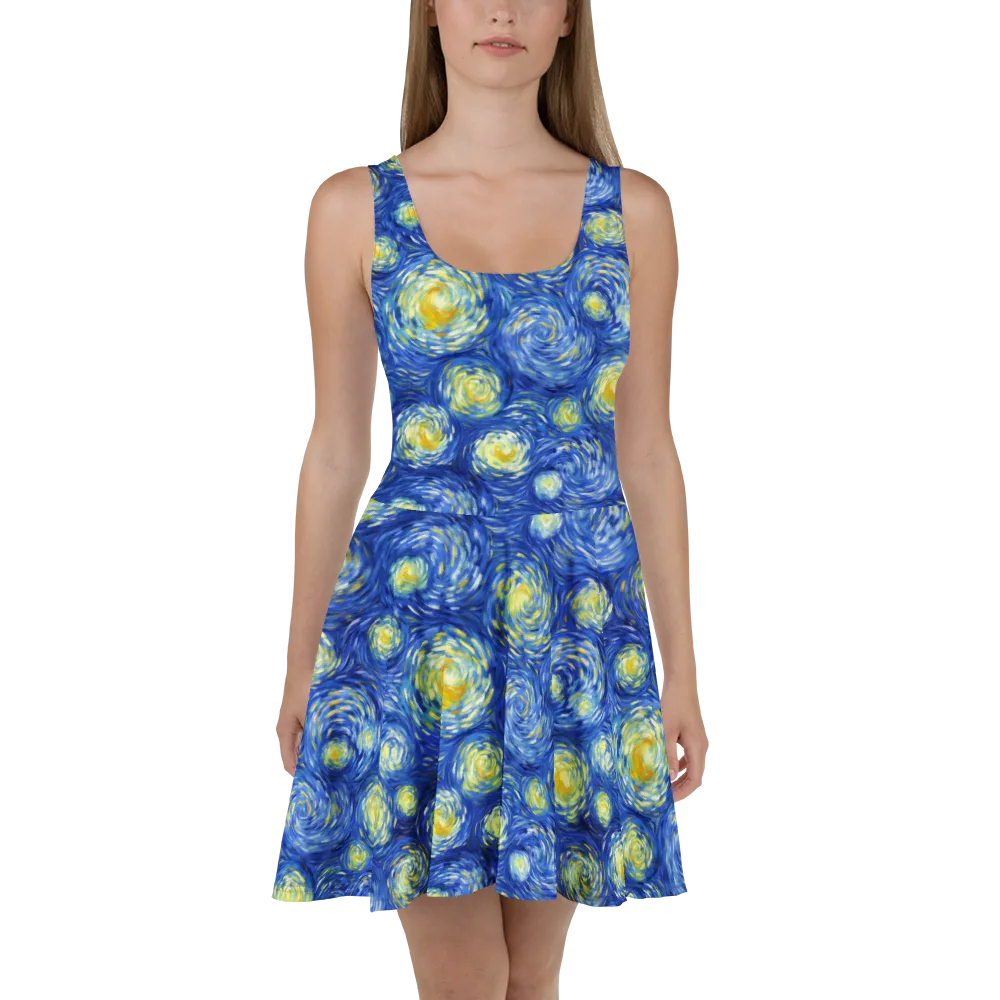 Golden Galaxies on Skater Dress — Front