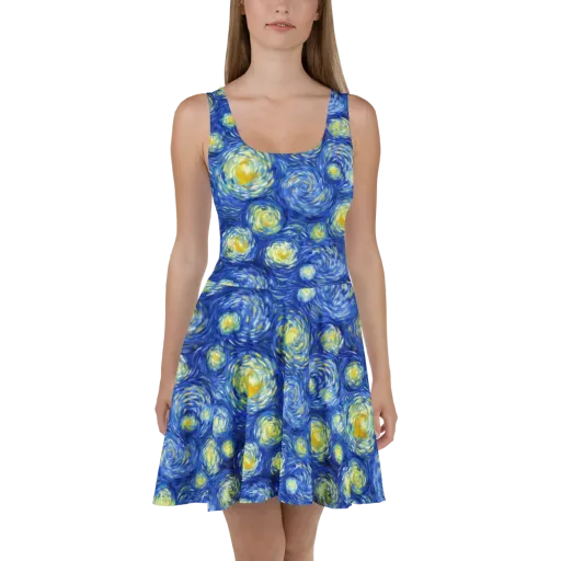 Golden Galaxies on a Skater Dress