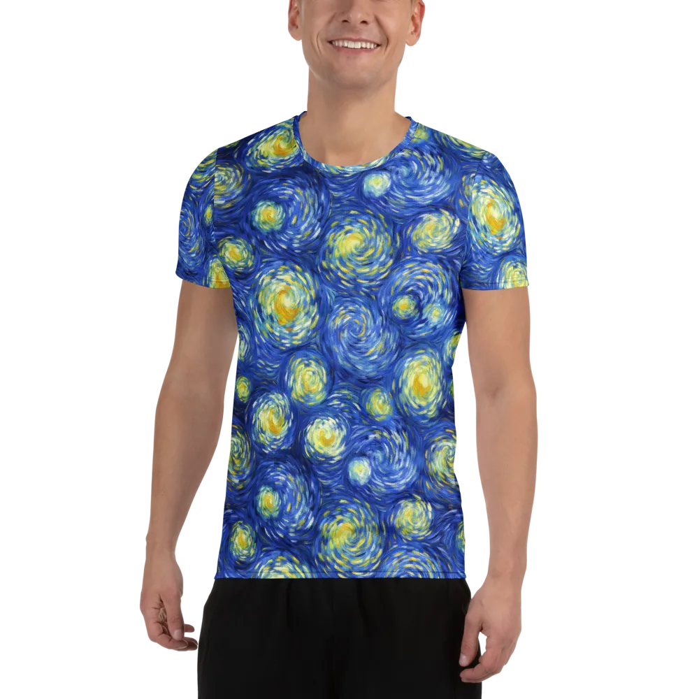Golden Galaxies on Men's Athletic T-Shirt — Front