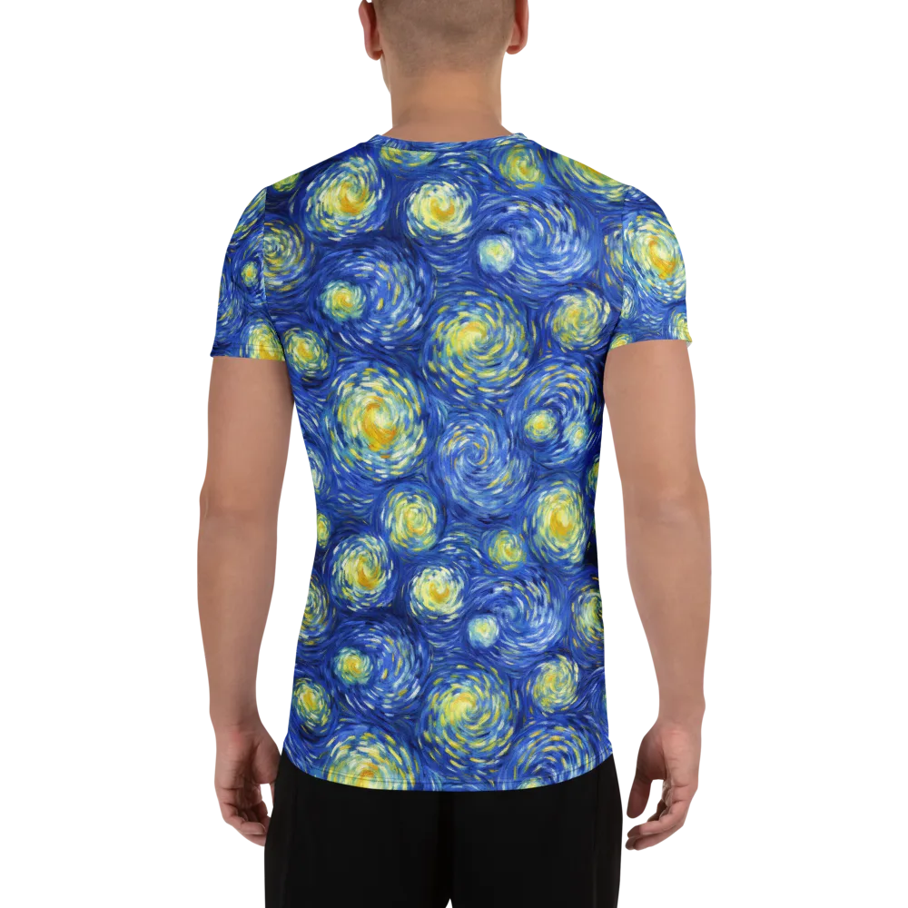 Golden Galaxies on Men's Athletic T-Shirt — Back