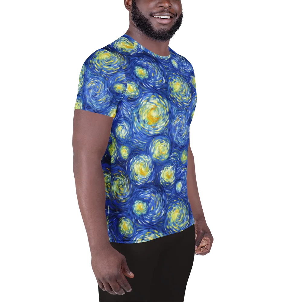 Golden Galaxies on Men's Athletic T-Shirt — Right