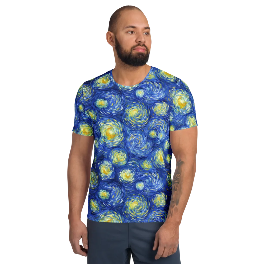 Golden Galaxies on Men's Athletic T-Shirt — Front