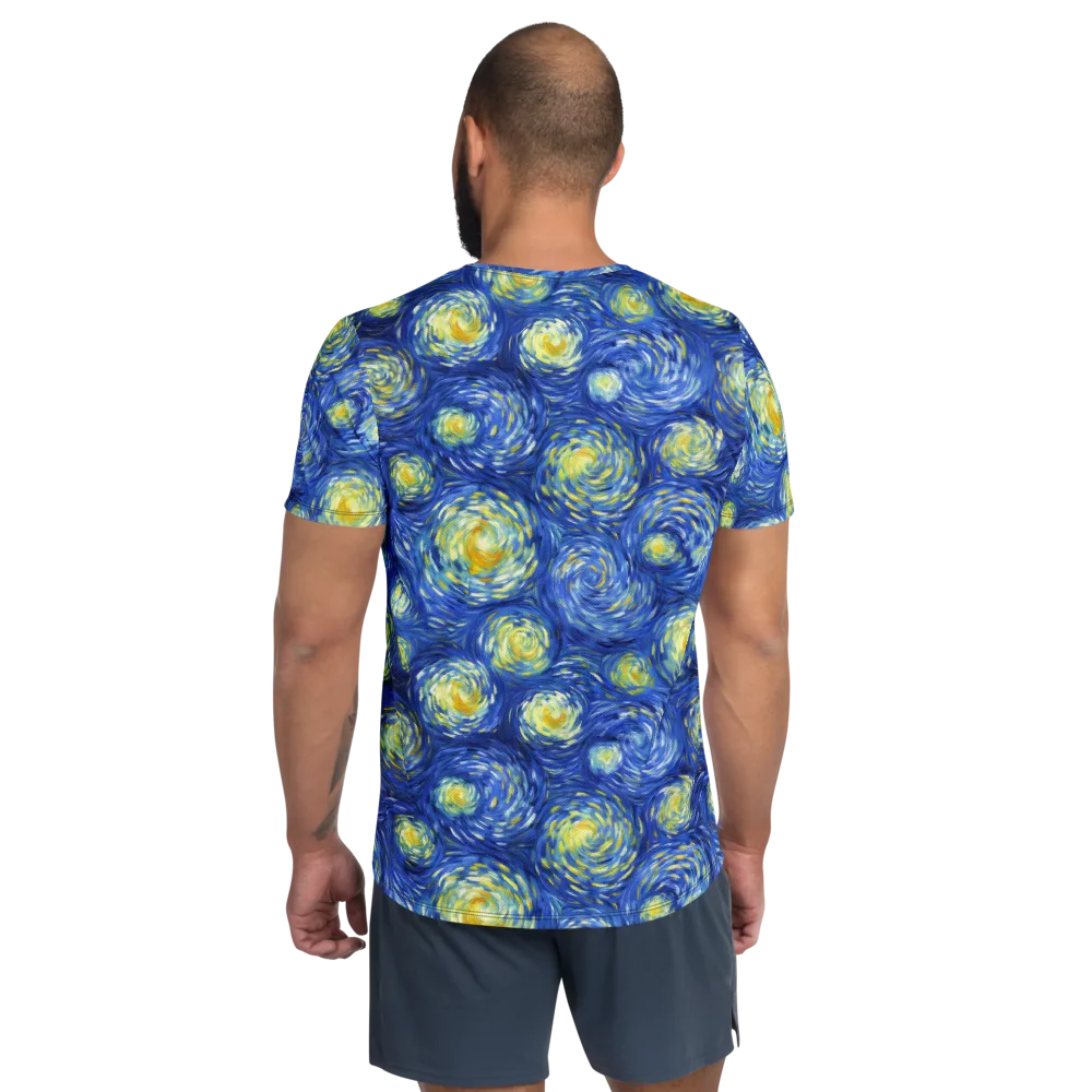 Golden Galaxies on Men's Athletic T-Shirt — Back