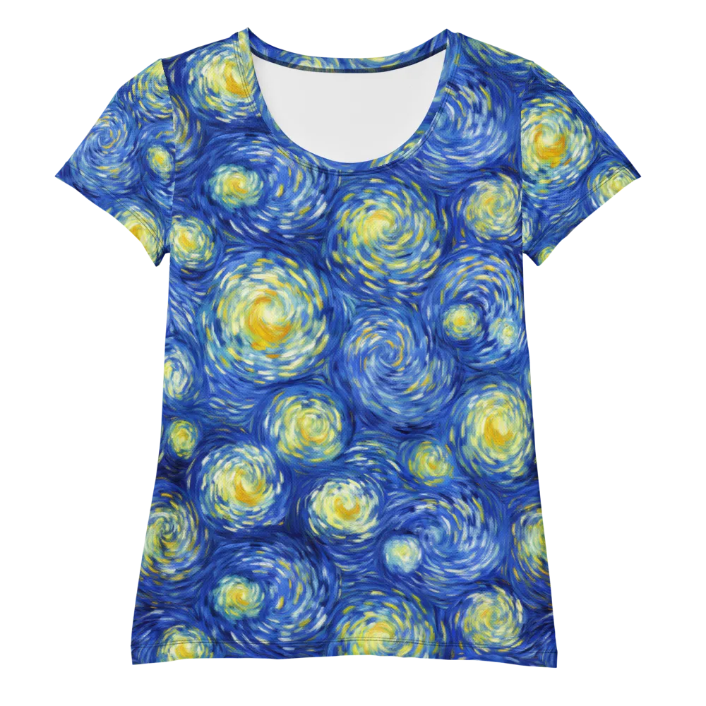 Golden Galaxies on Women's Athletic T-Shirt — Front