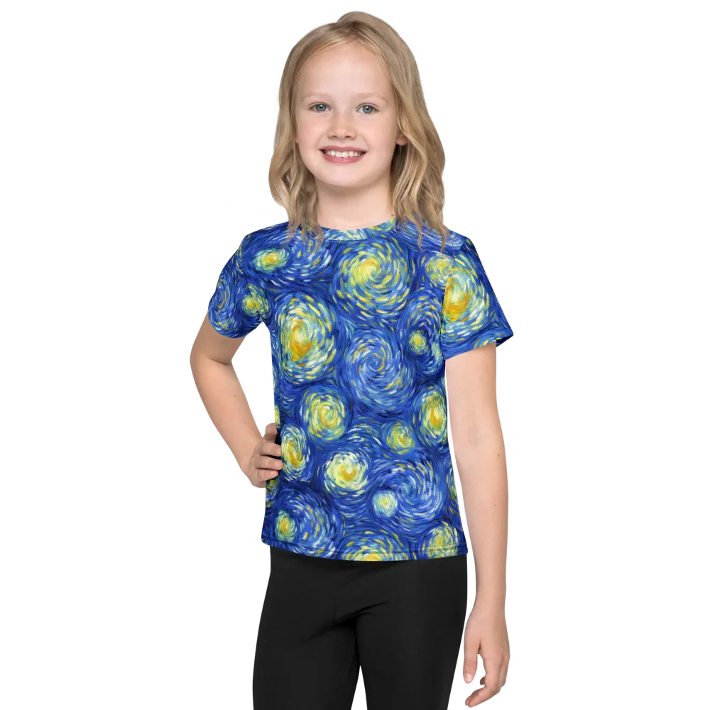 Golden Galaxies on Kids Crew Neck T-Shirt — Front