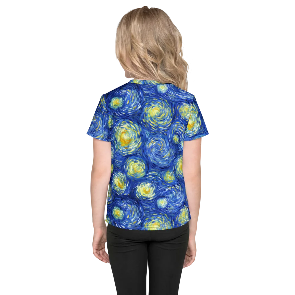 Golden Galaxies on Kids Crew Neck T-Shirt — Back