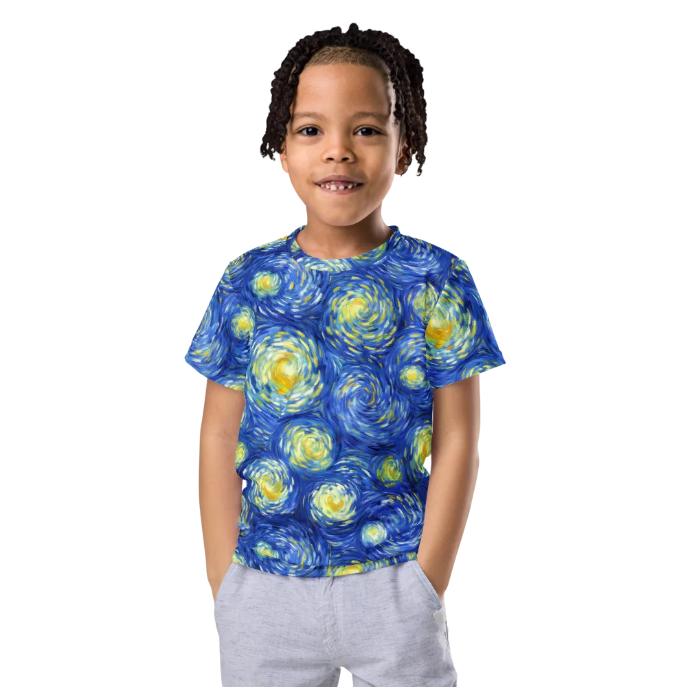 Golden Galaxies on Kids Crew Neck T-Shirt — Front