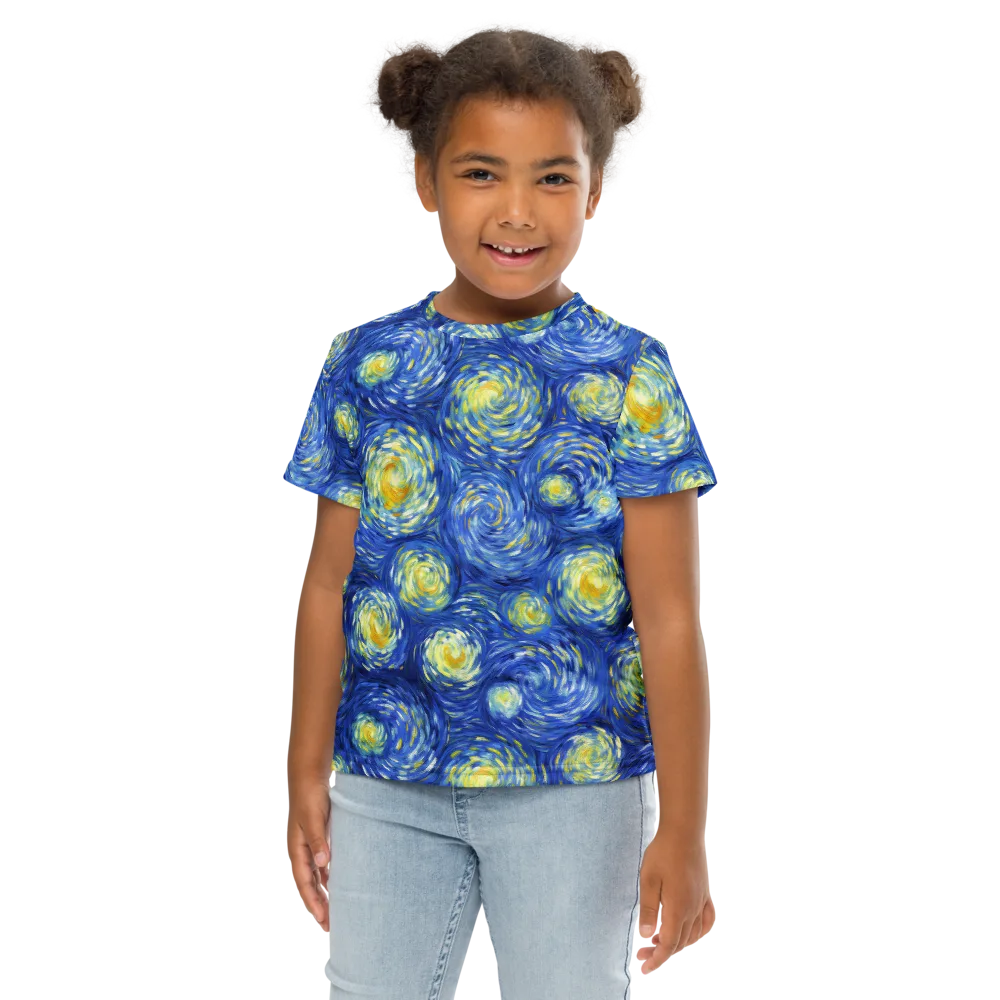 Golden Galaxies on Kids Crew Neck T-Shirt — Front