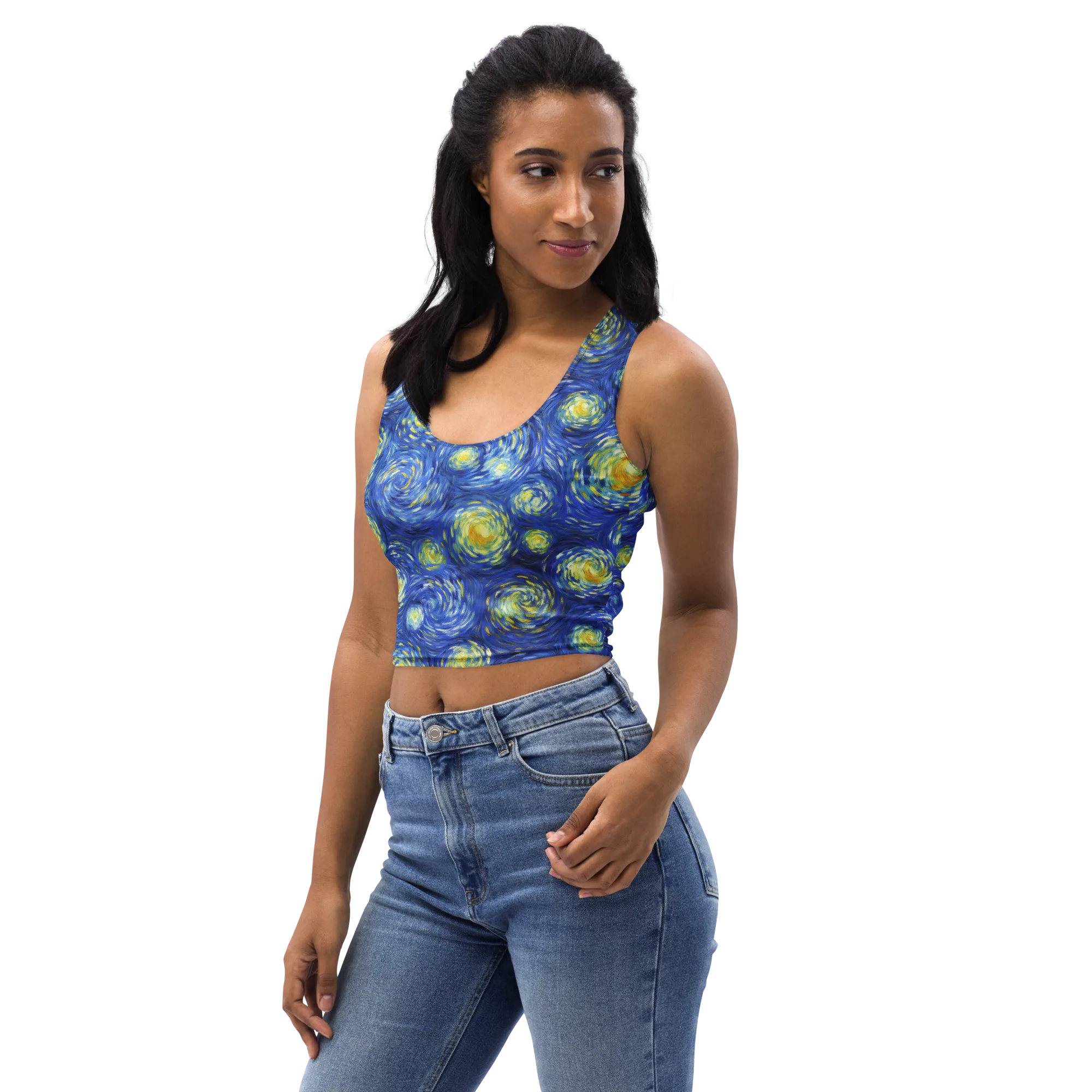 Golden Galaxies on Crop Top — Left Front