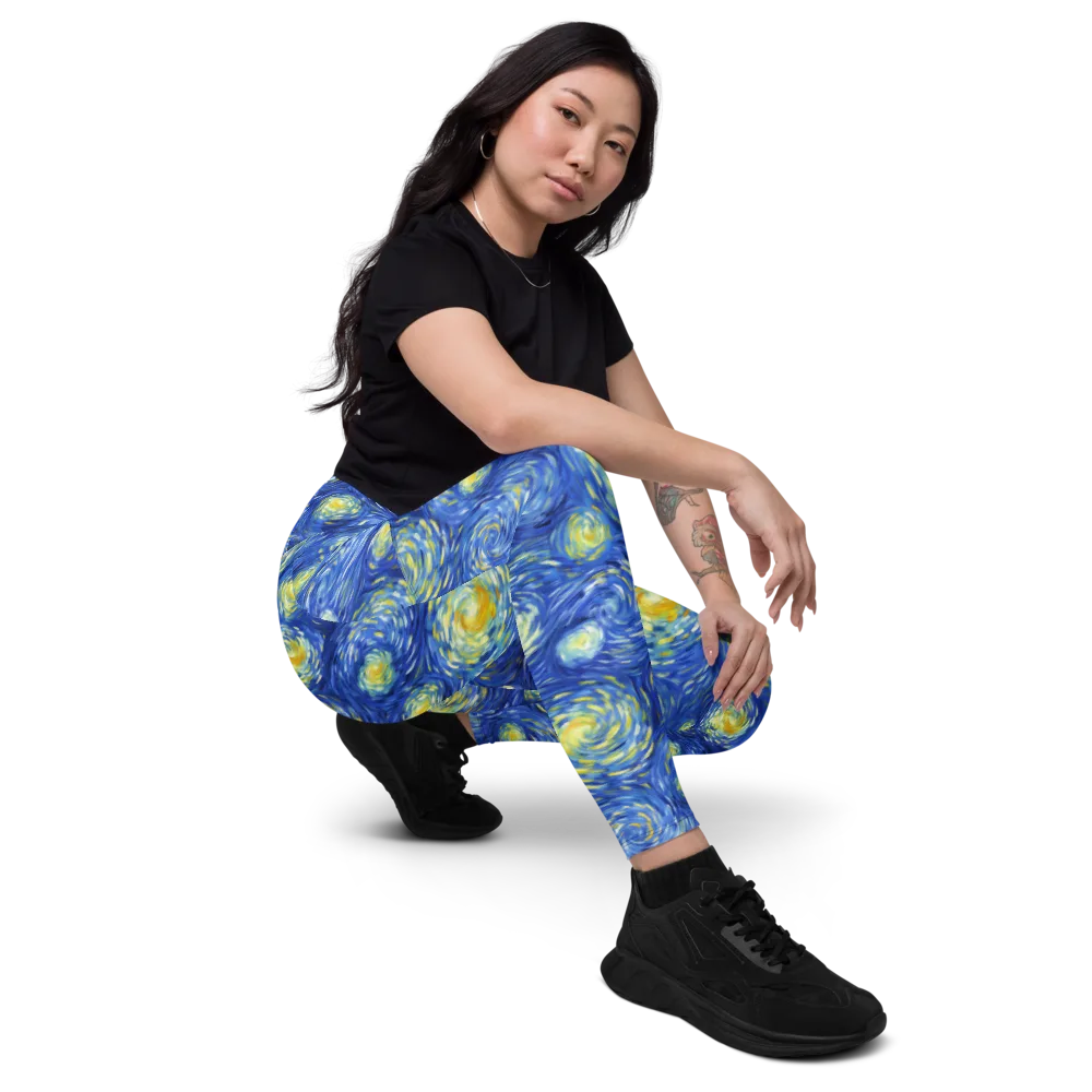 Golden Galaxies on Leggings with Pockets — Right Front