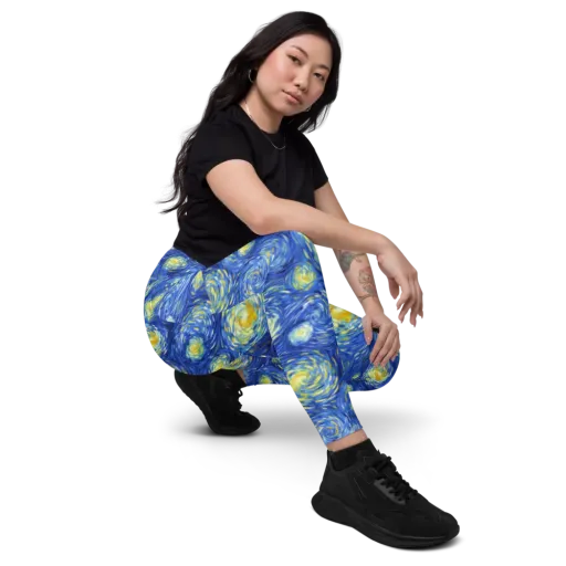 Golden Galaxies on a Leggings with Pockets