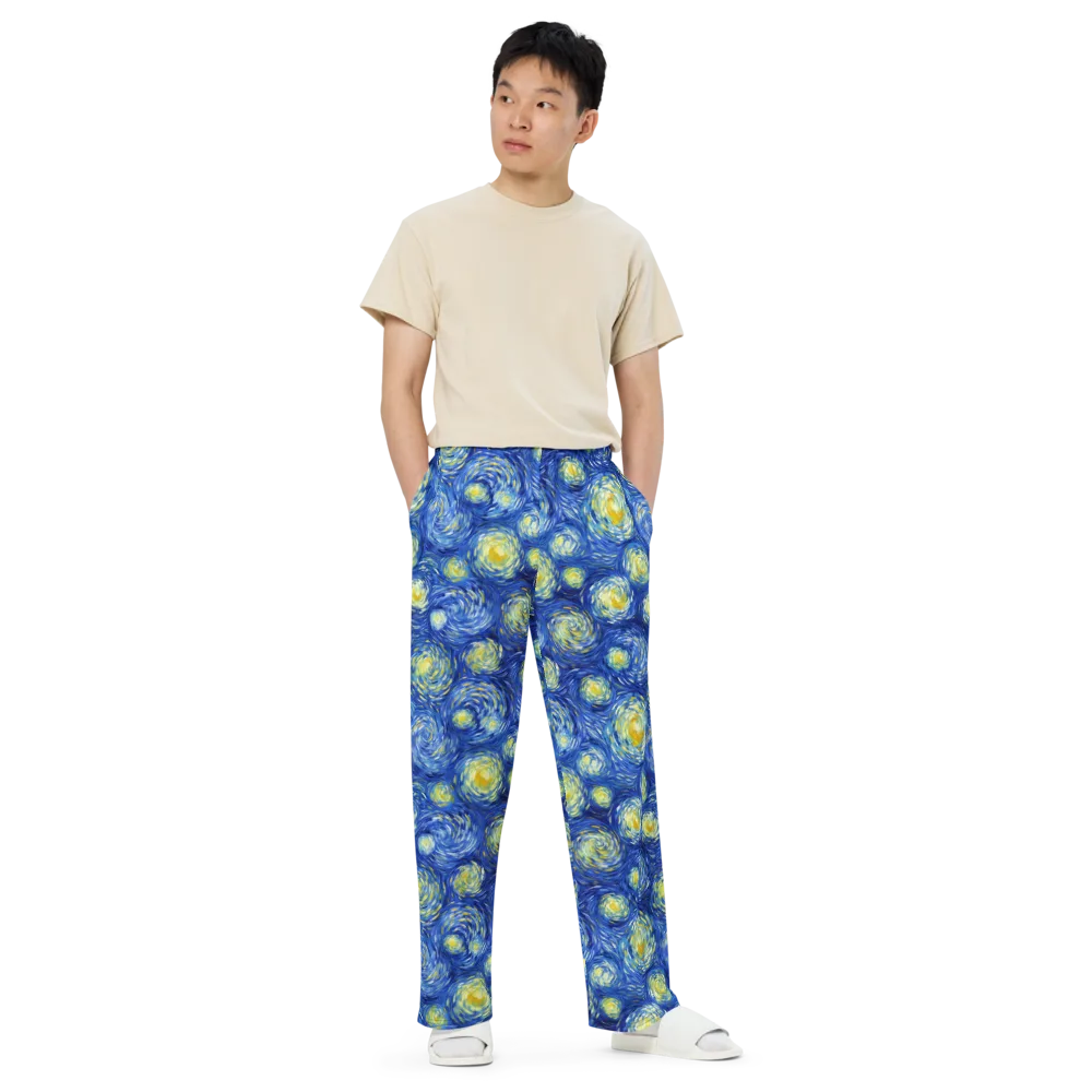 Golden Galaxies on Wide-Leg Pants — Front