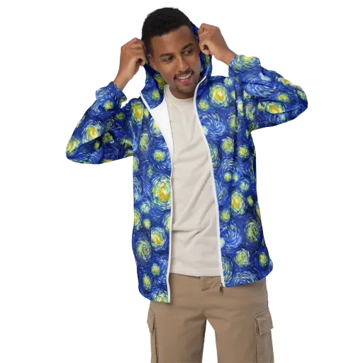 Golden Galaxies on a Men's Windbreaker