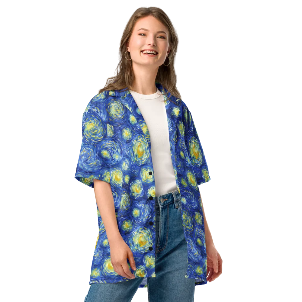 Golden Galaxies on Button Shirt — Front