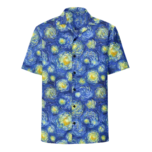 Golden Galaxies on a Button Shirt