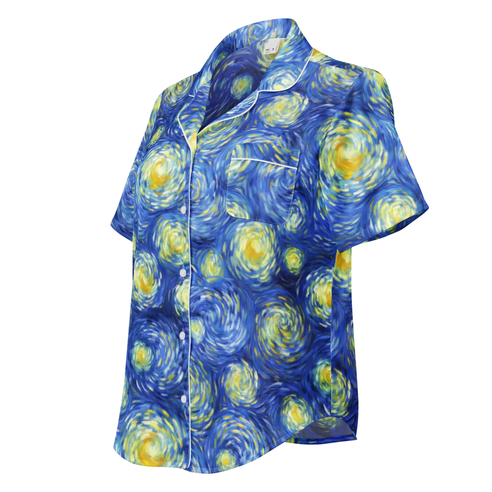 Golden Galaxies on Women's Short Sleeve Pajama Top — Left Front