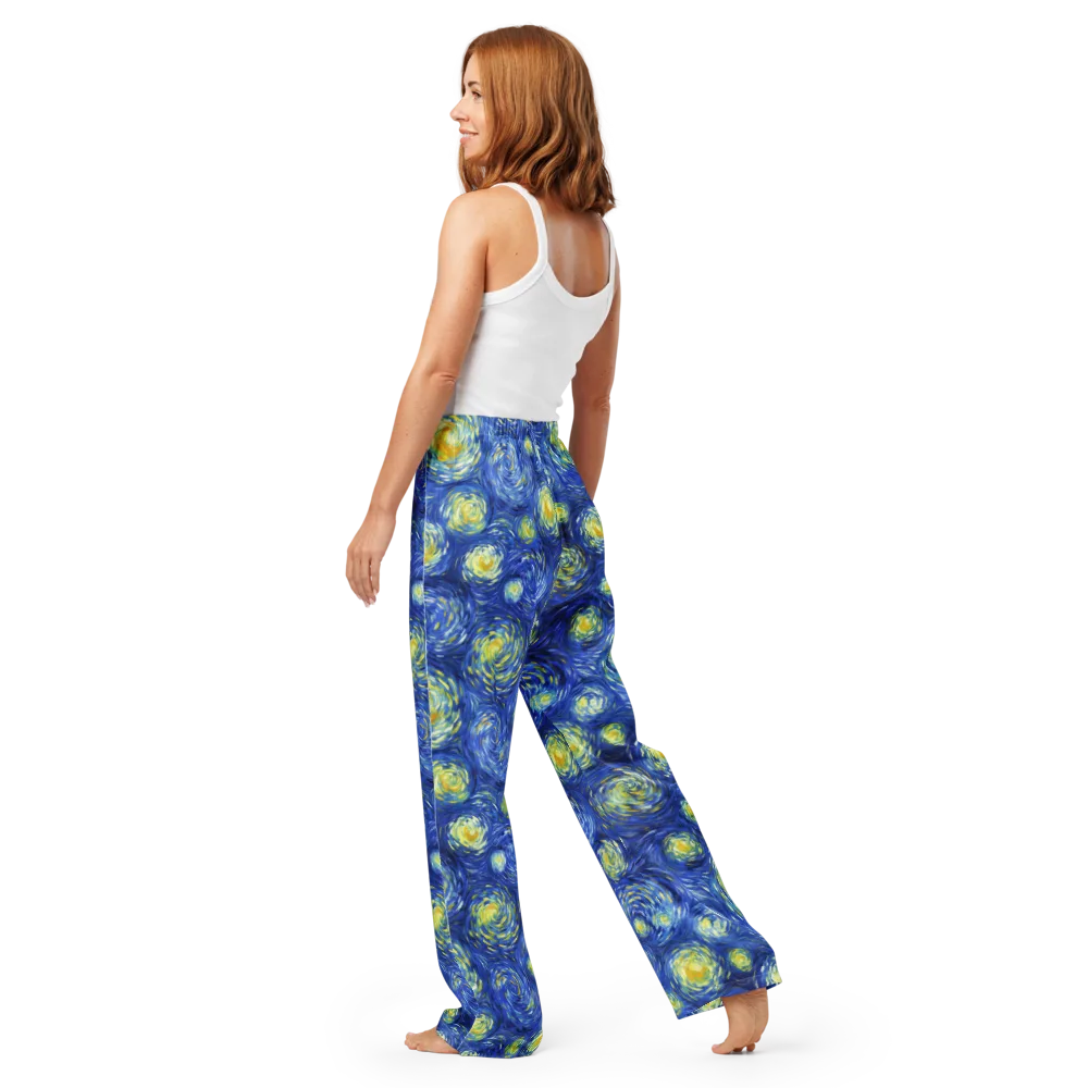 Golden Galaxies on Women's Pajama Pants — Back