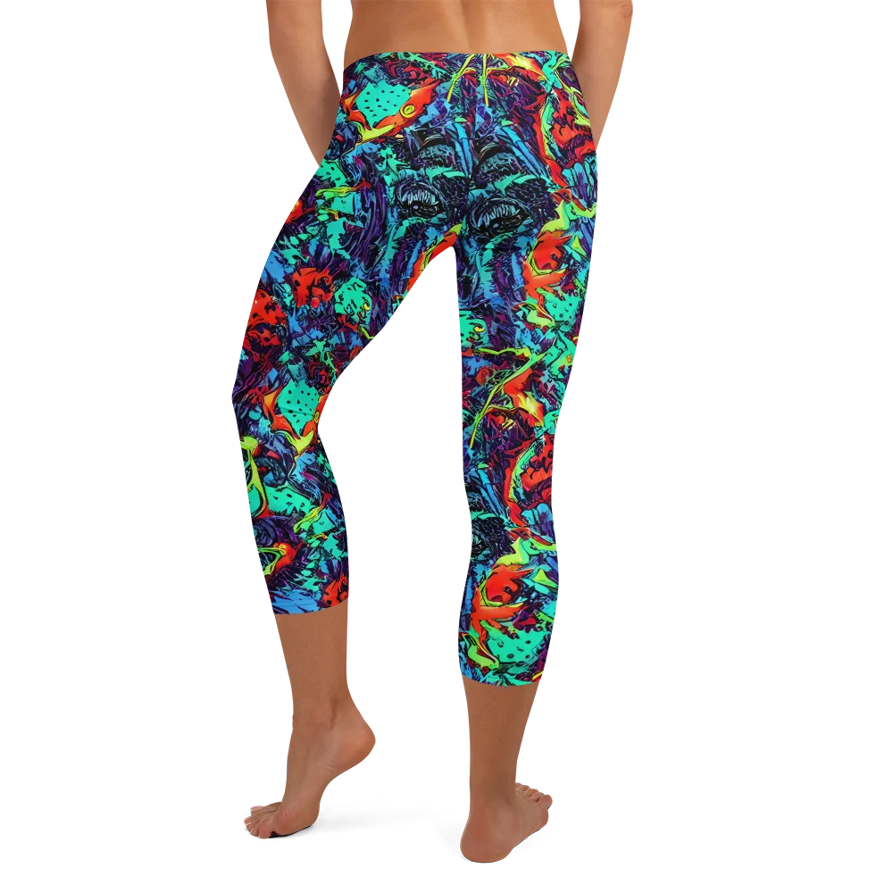 Neon Bog on Capri Leggings — Back
