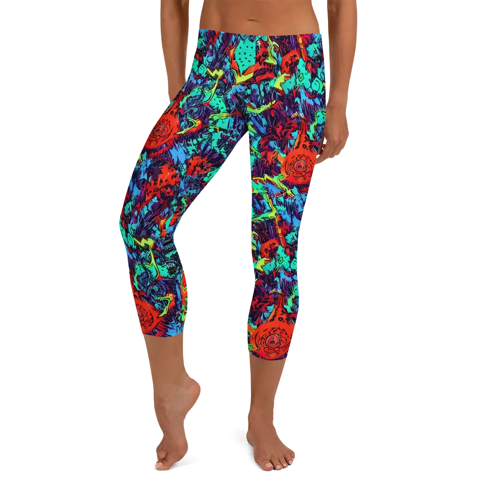 Neon Bog on Capri Leggings — Front