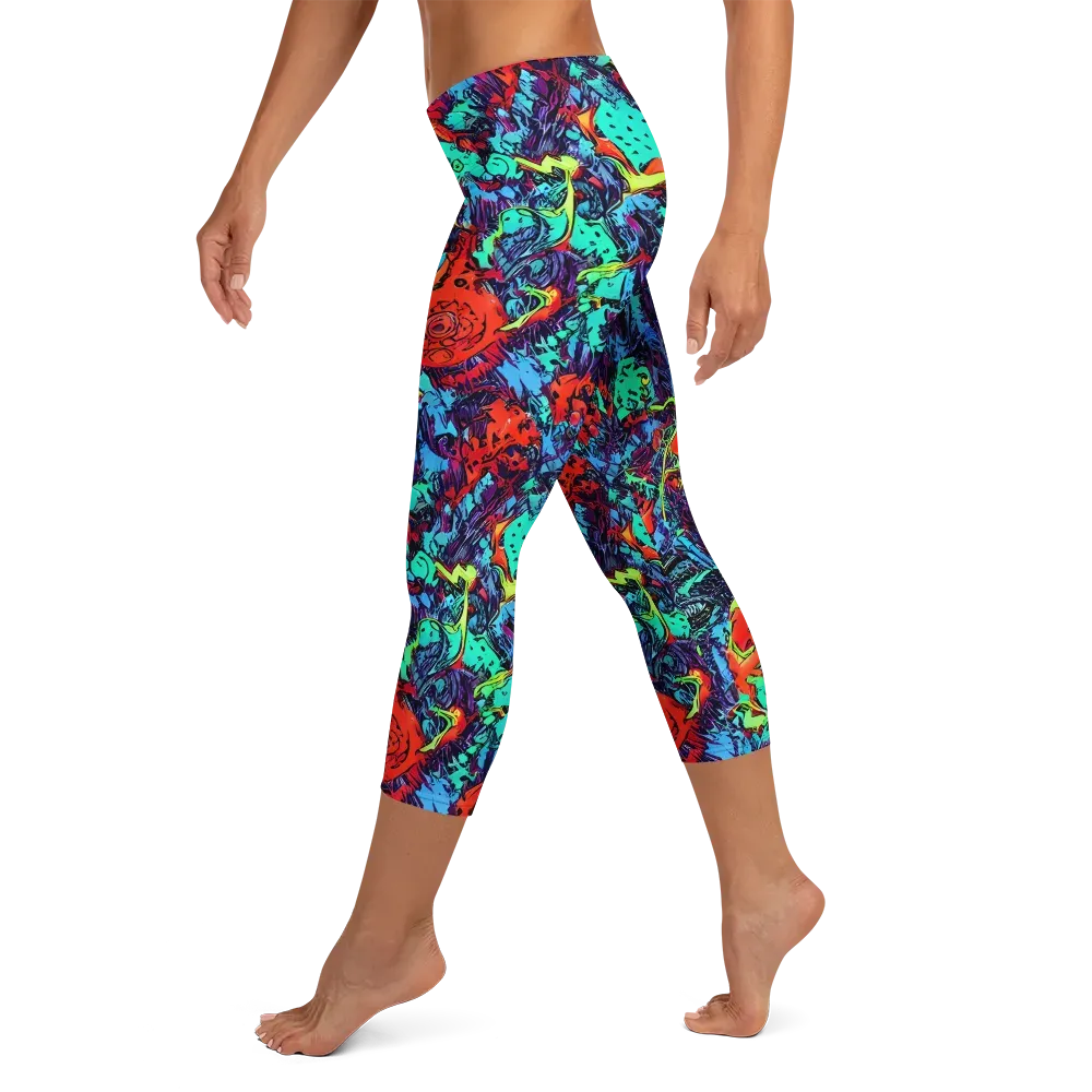 Neon Bog on Capri Leggings — Left