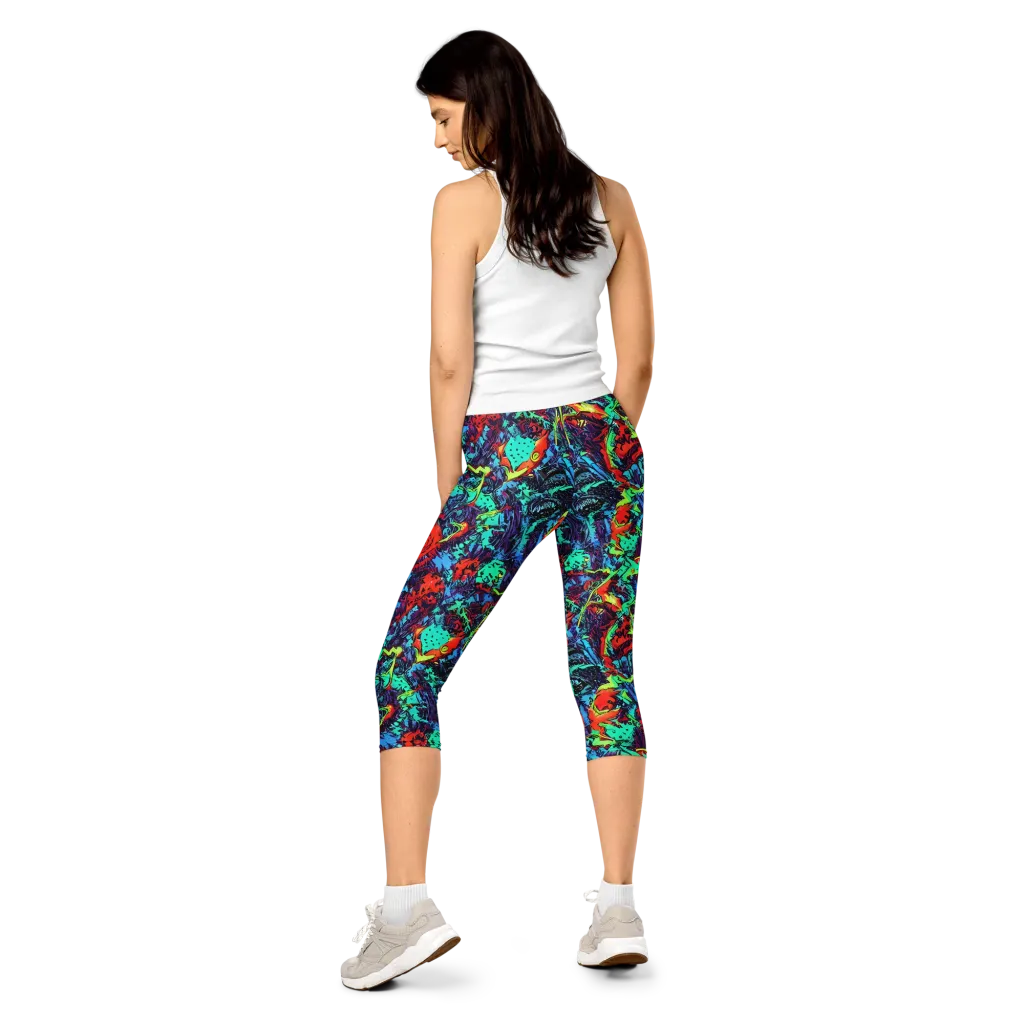 Neon Bog on Capri Leggings — Back