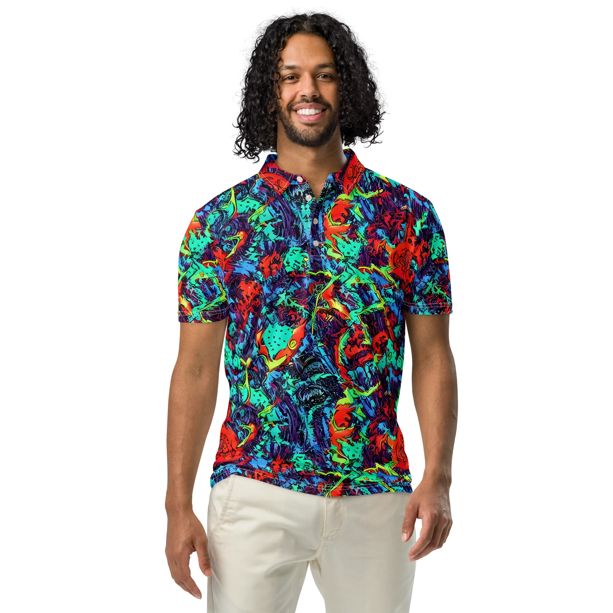 Neon Bog on Men's Slim Fit Polo Shirt — Front