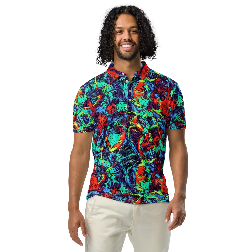 Neon Bog on Men's Slim Fit Polo Shirt — Front
