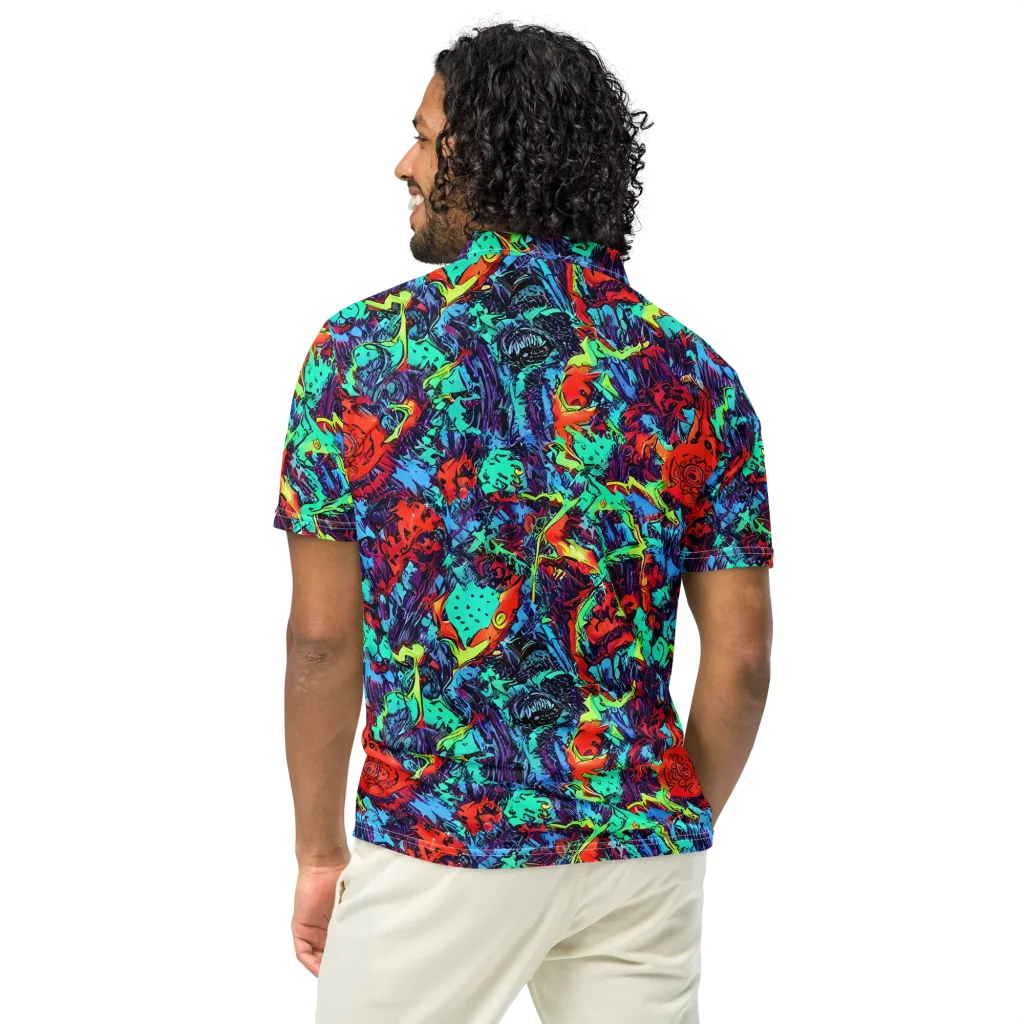 Neon Bog on Men's Slim Fit Polo Shirt — Back