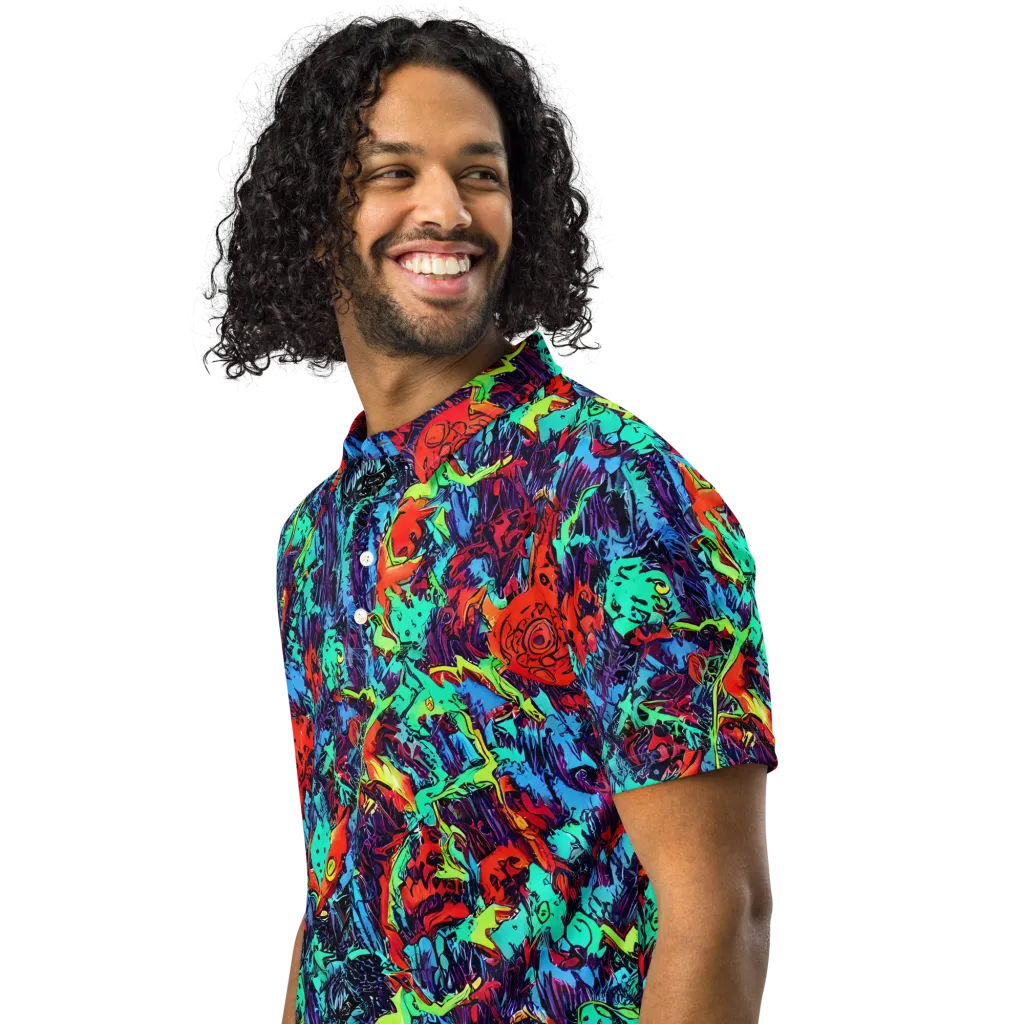 Neon Bog on Men's Slim Fit Polo Shirt — Left Front