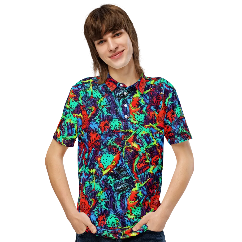 Neon Bog on Men's Slim Fit Polo Shirt — Front