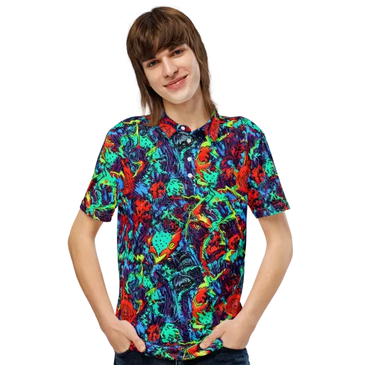 Neon Bog on a Men's Slim Fit Polo Shirt