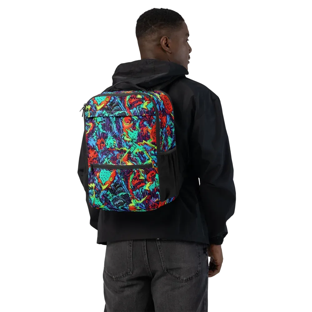Neon Bog on Utility Backpack — Back