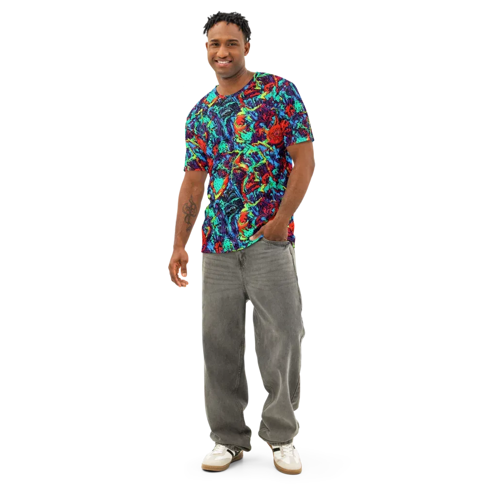 Neon Bog on Men's Cotton Crew Neck T-Shirt — Front
