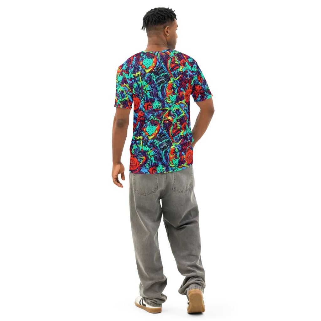 Neon Bog on Men's Cotton Crew Neck T-Shirt — Back