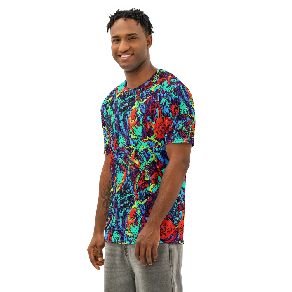 Neon Bog on Men's Cotton Crew Neck T-Shirt — Left Front