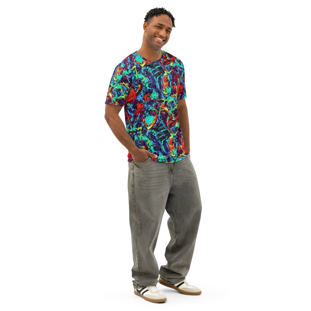 Neon Bog on Men's Cotton Crew Neck T-Shirt — Right Front