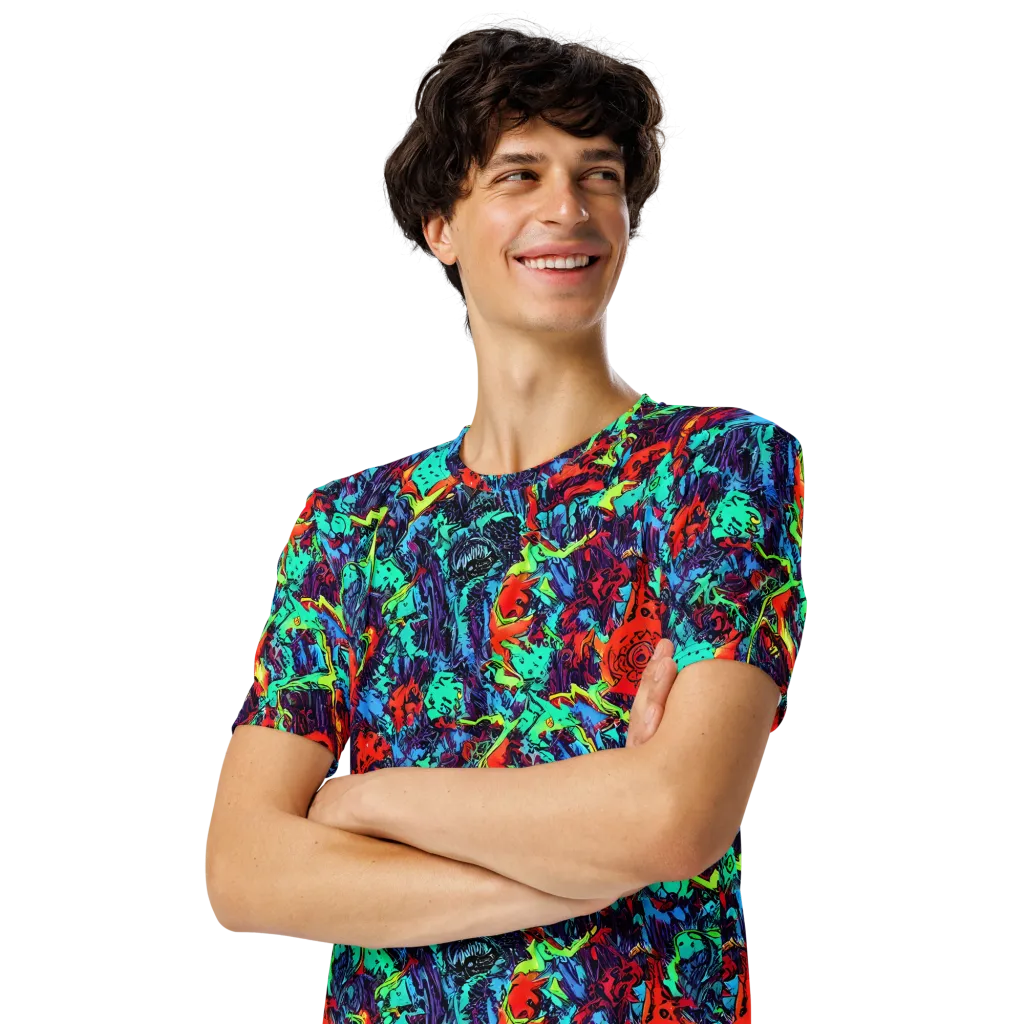 Neon Bog on Men's Crew Neck T-Shirt — Left Front
