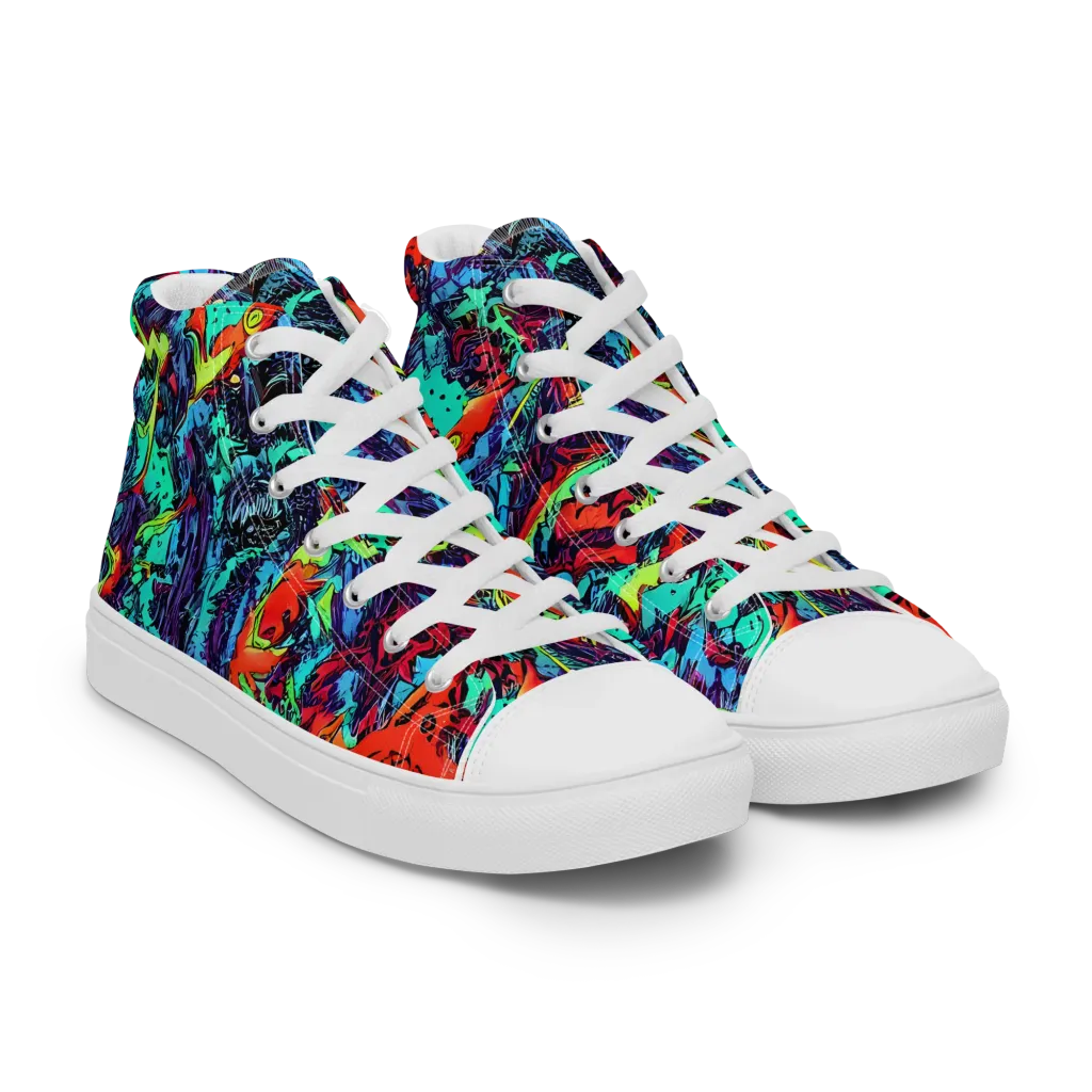 Neon Bog on Men's High Top Canvas Shoes — Right Front