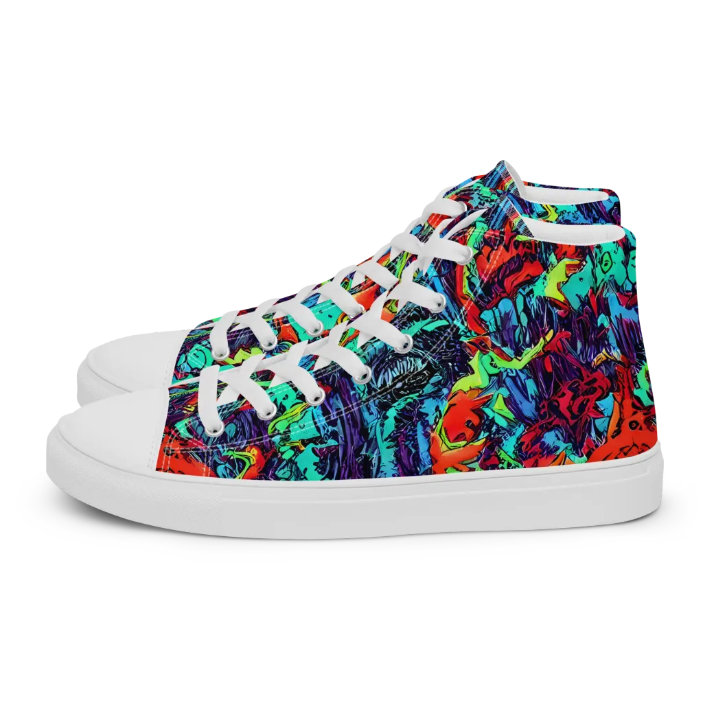 Neon Bog on Men's High Top Canvas Shoes — Left
