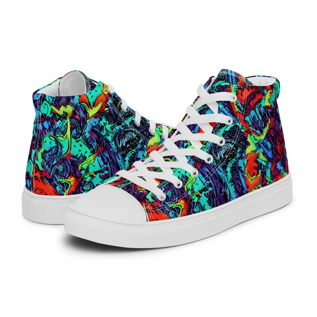 Neon Bog on Men's High Top Canvas Shoes — Left
