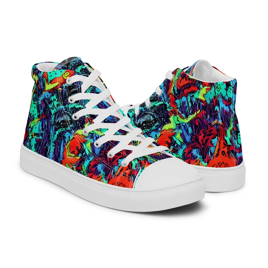 Neon Bog on Men's High Top Canvas Shoes — Right