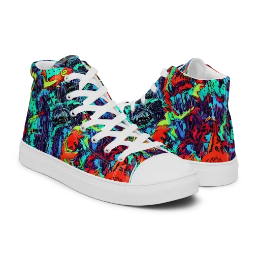 Neon Bog on a Men's High Top Canvas Shoes
