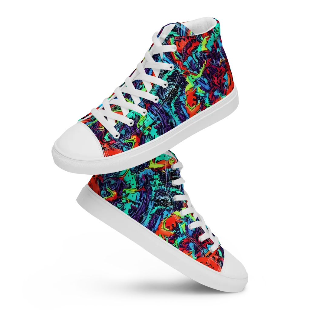 Neon Bog on Men's High Top Canvas Shoes — Front